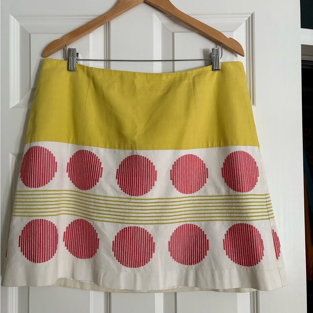 Boden Yellow and Red Polka Dot Skirt